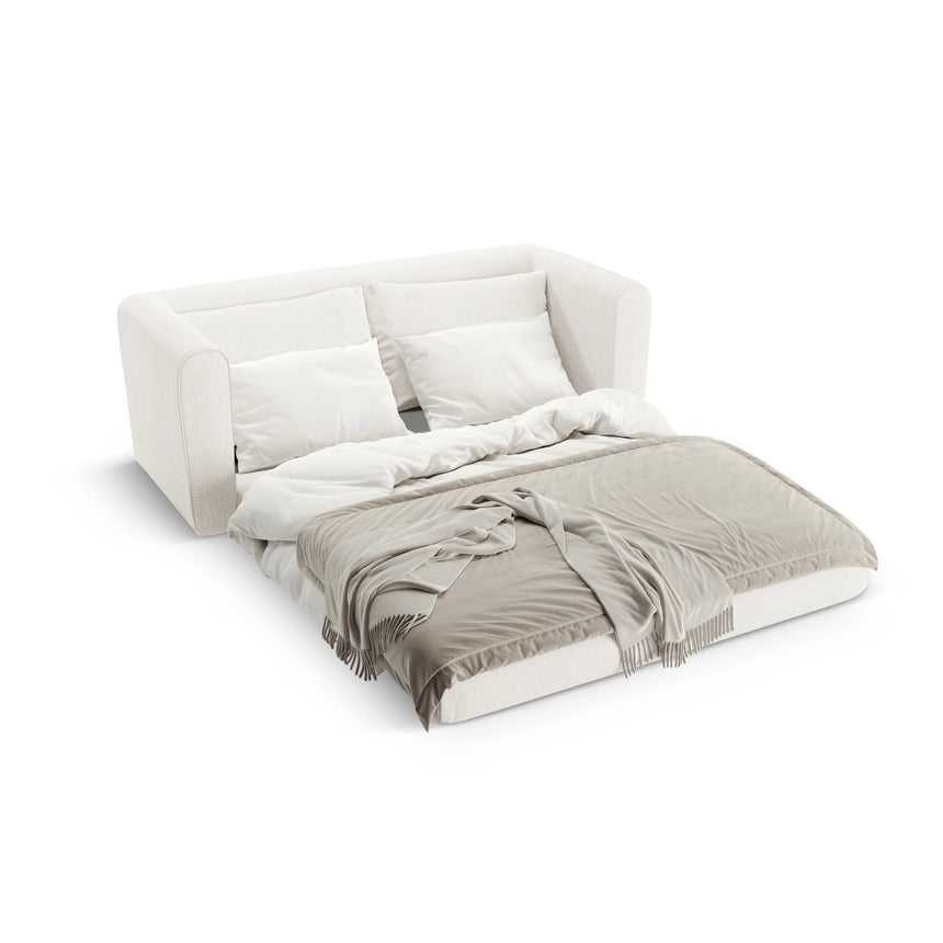Lido 2-Sitzer Sofa mit Schlaffunktion, ausklappbar, aus Strukturierter Stoff in Elfenbein (Solid 03), 158x69 cm von Micadoni – Bild 6
