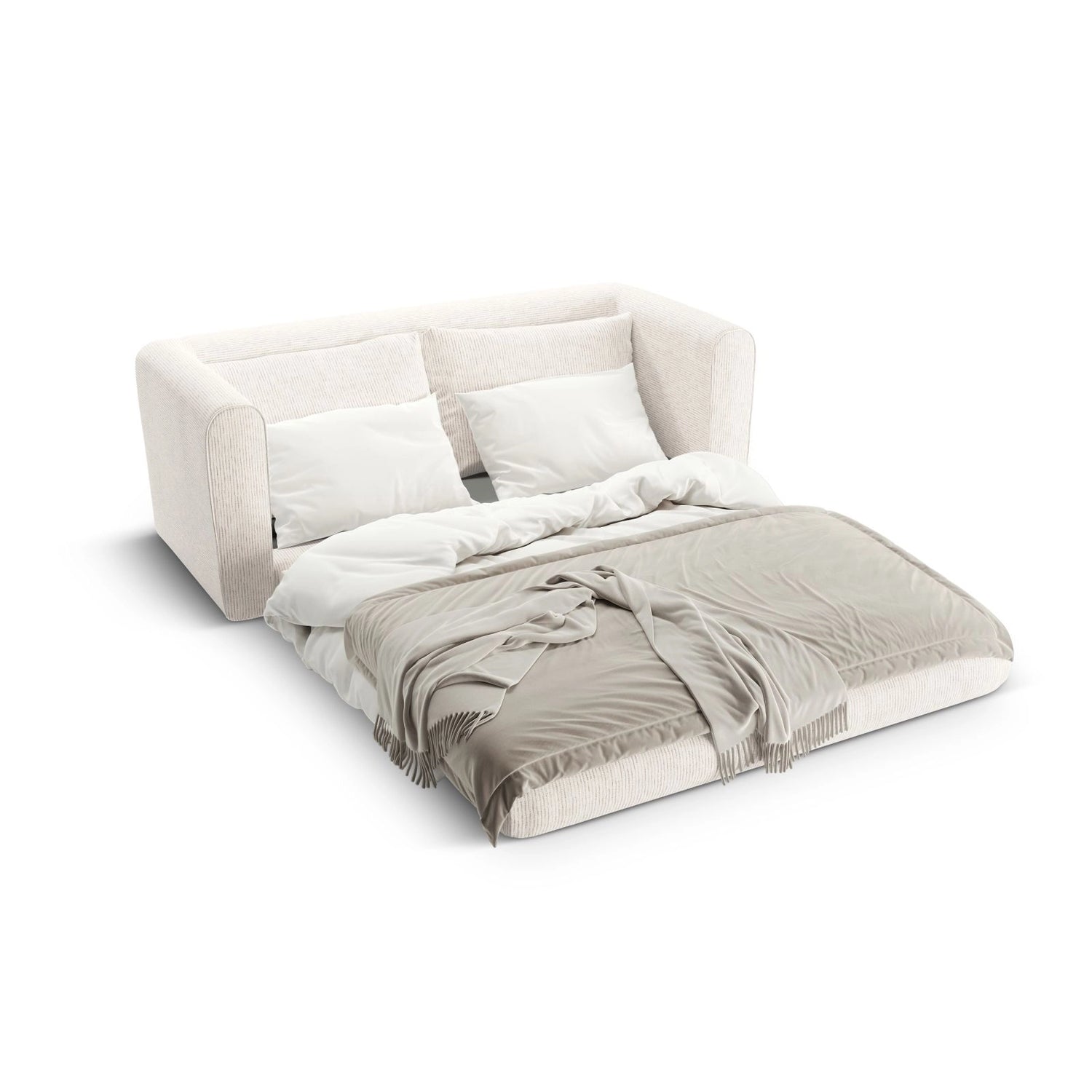 Lido 2-Sitzer Sofa mit Schlaffunktion, ausklappbar, aus Strukturierter Stoff in Leichtes Beige (Baltimore Sand), 158x69 cm von Micadoni – Bild 6