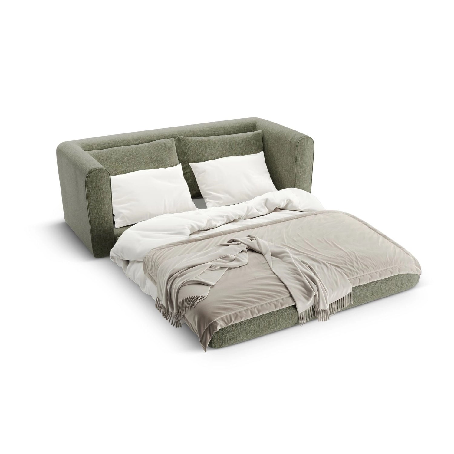 Lido 2-Sitzer Sofa mit Schlaffunktion, ausklappbar, aus Strukturierter Stoff in Olive (Baltimore Pistachio), 158x69 cm von Micadoni – Bild 6
