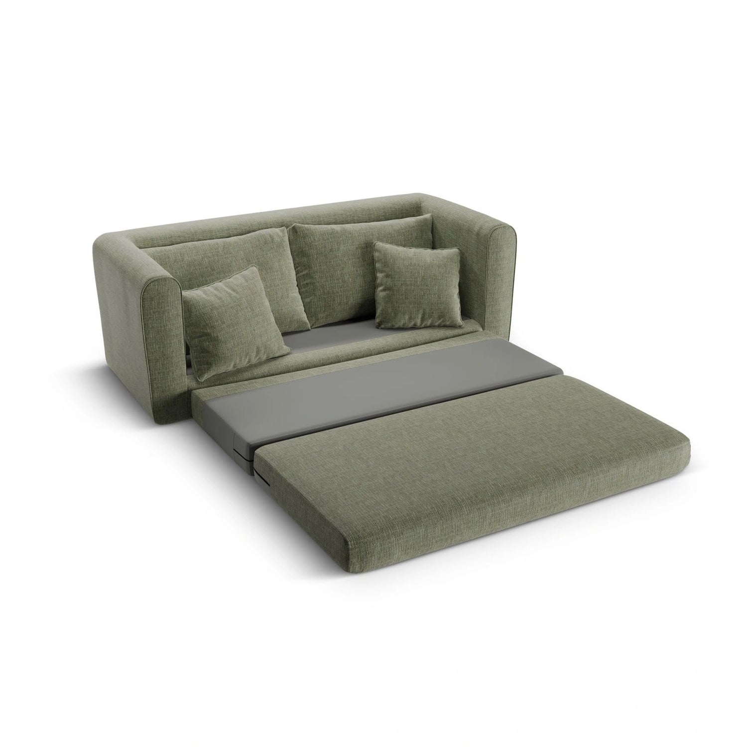 Lido 2-Sitzer Sofa mit Schlaffunktion, ausklappbar, aus Strukturierter Stoff in Olive (Baltimore Pistachio), 158x69 cm von Micadoni – Bild 7