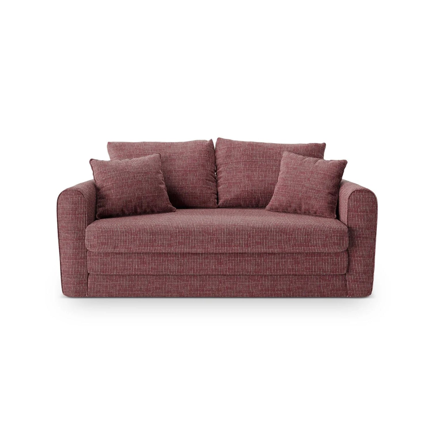 Lido 2-Sitzer Sofa mit Schlaffunktion, ausklappbar, aus Strukturierter Stoff in Rot (Baltimore Marsala), 158x69 cm von Micadoni – Bild 1