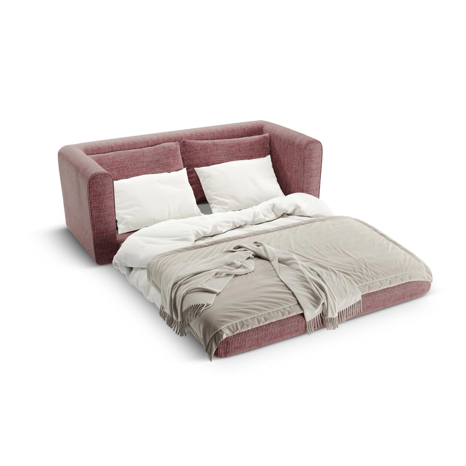 Lido 2-Sitzer Sofa mit Schlaffunktion, ausklappbar, aus Strukturierter Stoff in Rot (Baltimore Marsala), 158x69 cm von Micadoni – Bild 6