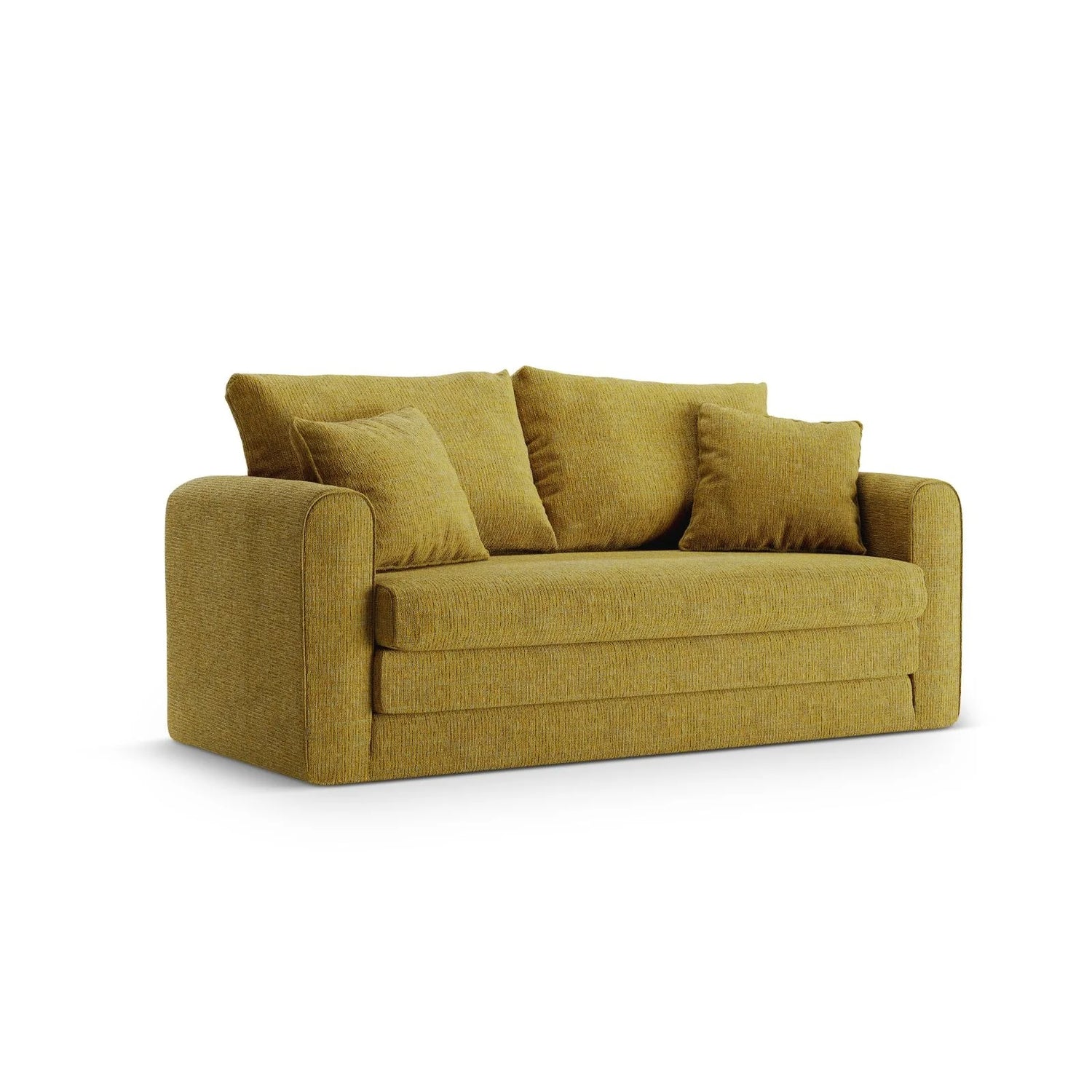 Lido 2-Sitzer Sofa mit Schlaffunktion, ausklappbar, aus Strukturierter Stoff in Sonnenblume melange (Baltimore Mostaza), 158x69 cm von Micadoni – Bild 4