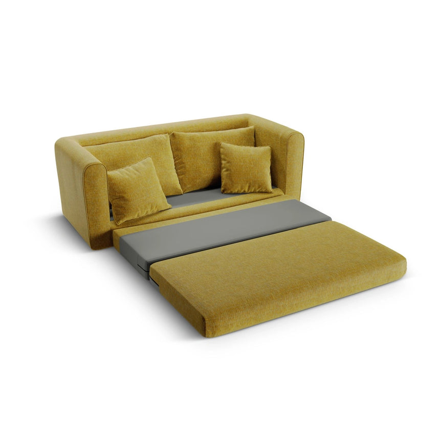Lido 2-Sitzer Sofa mit Schlaffunktion, ausklappbar, aus Strukturierter Stoff in Sonnenblume melange (Baltimore Mostaza), 158x69 cm von Micadoni – Bild 7