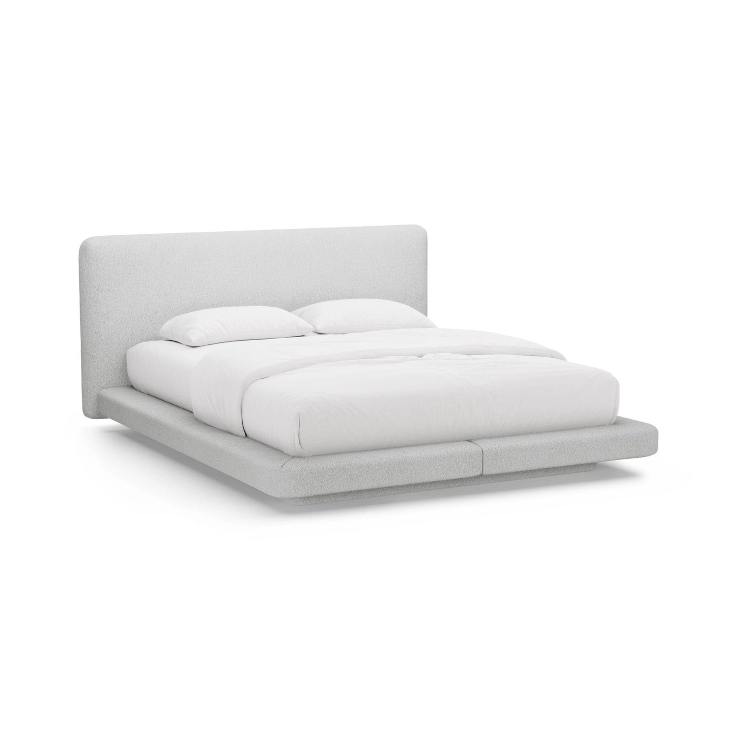 Linea Bett mit Kopfteil aus Boucle in Hellgrau (Baloo 2085), 160x200 cm von Micadoni – Bild 1