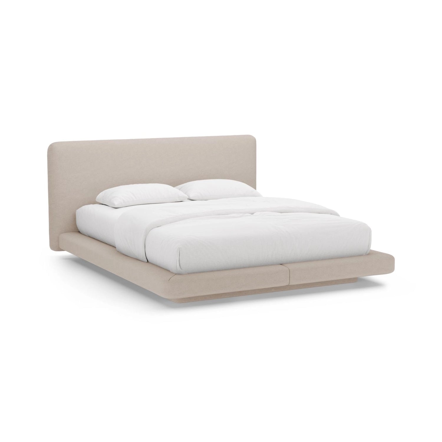 Linea Bett mit Kopfteil aus Strukturierter Stoff in Cappuccino (Moly 11), 160x200 cm von Micadoni – Bild 1