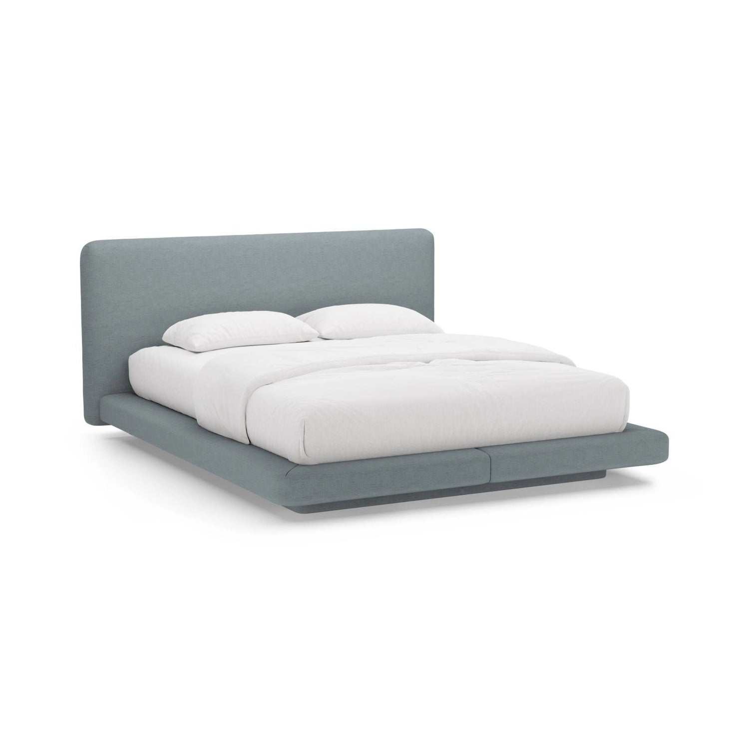 Linea Bett mit Kopfteil aus Strukturierter Stoff in Hellblau (Moly 74), 200x200 cm von Micadoni – Bild 1