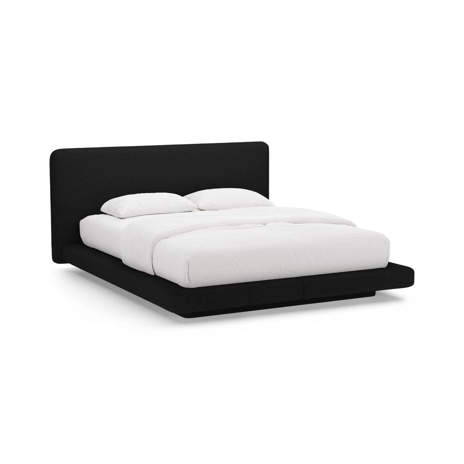 Linea Bett mit Kopfteil aus Strukturierter Stoff in Schwarz (Moly 99), 200x200 cm von Micadoni – Bild 1