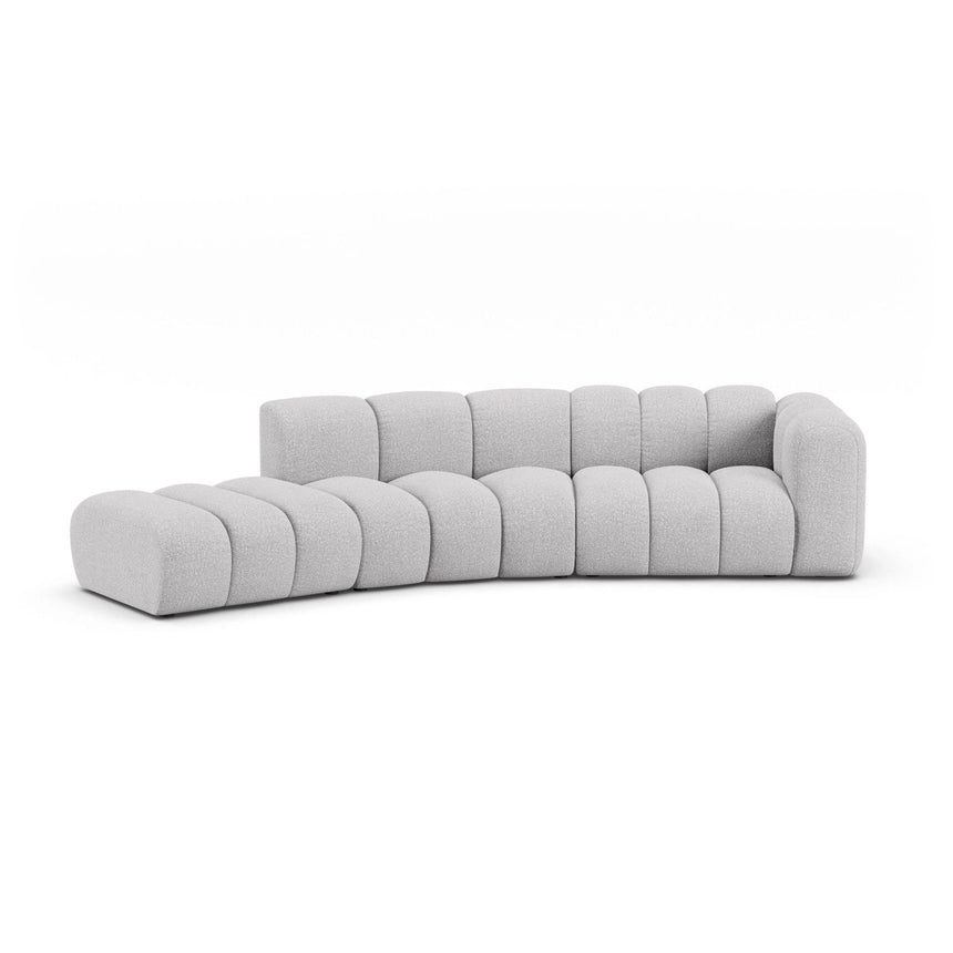 Lupine 5-Sitzer Sofa, Linke Seite, aus Boucle in Hellgrau (Baloo 2085), 335x166 cm von Micadoni – Bild 1