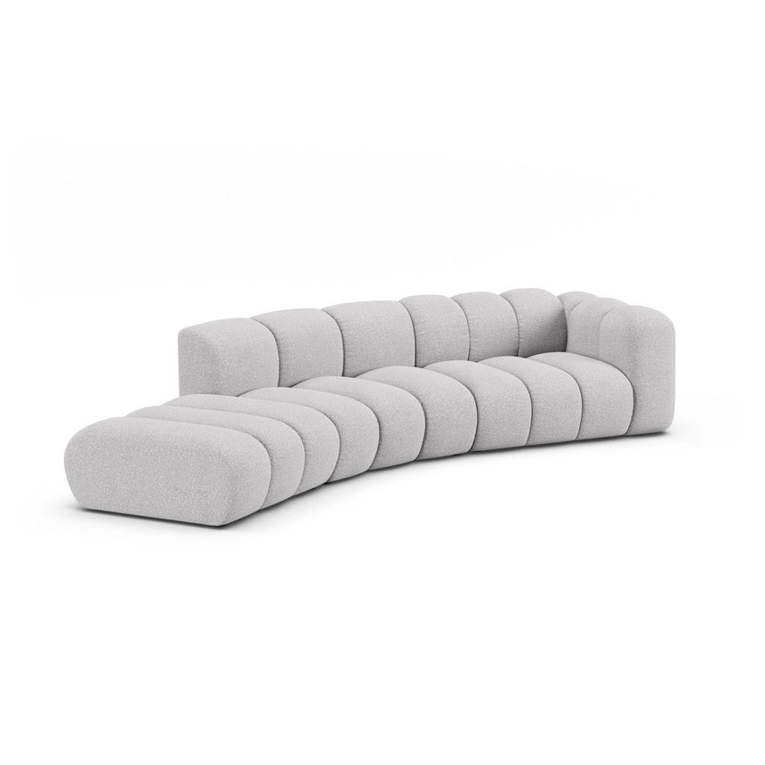 Lupine 5-Sitzer Sofa, Linke Seite, aus Boucle in Hellgrau (Baloo 2085), 335x166 cm von Micadoni – Bild 3