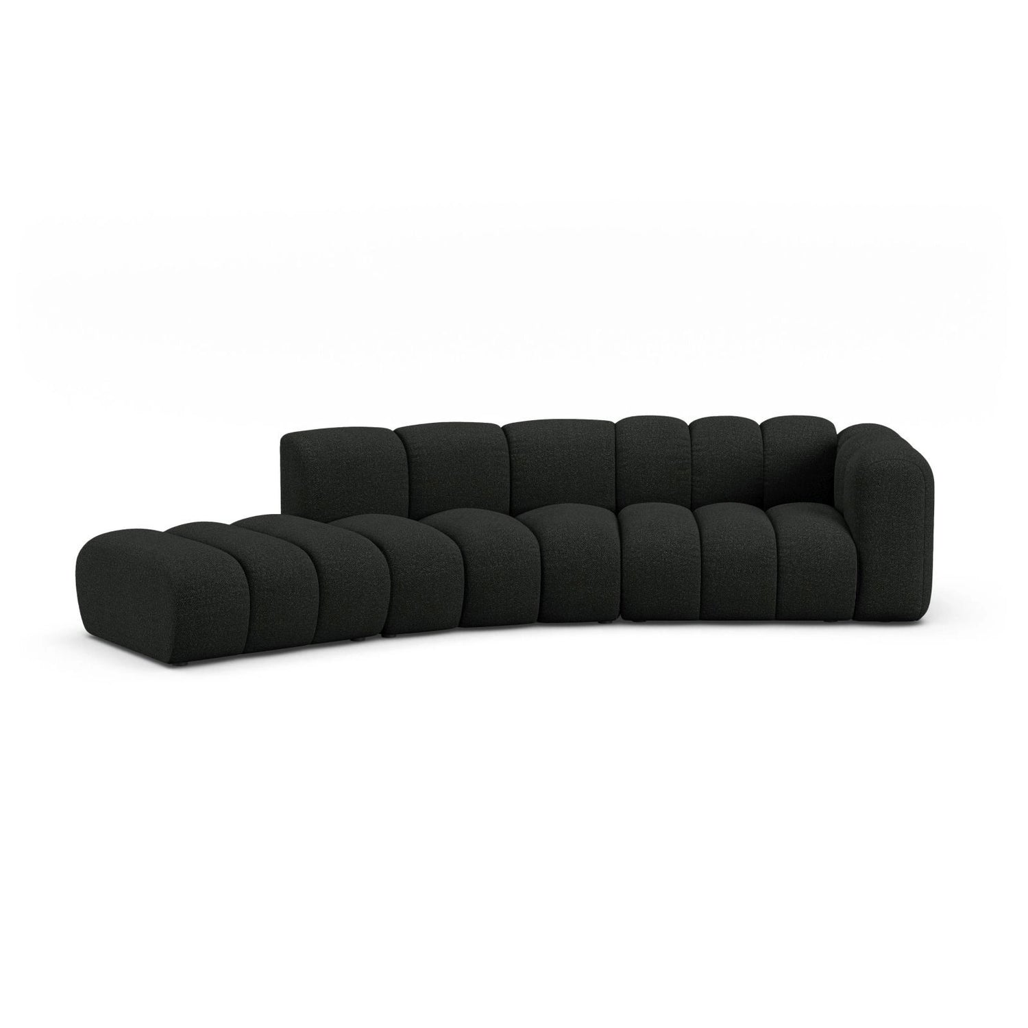 Lupine 5-Sitzer Sofa, Linke Seite, aus Boucle in Schwarz (Baloo 2082), 335x166 cm von Micadoni – Bild 1