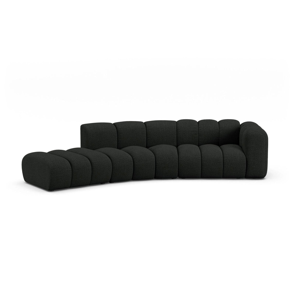 Lupine 5-Sitzer Sofa, Linke Seite, aus Boucle in Schwarz (Baloo 2082), 335x166 cm von Micadoni – Bild 1