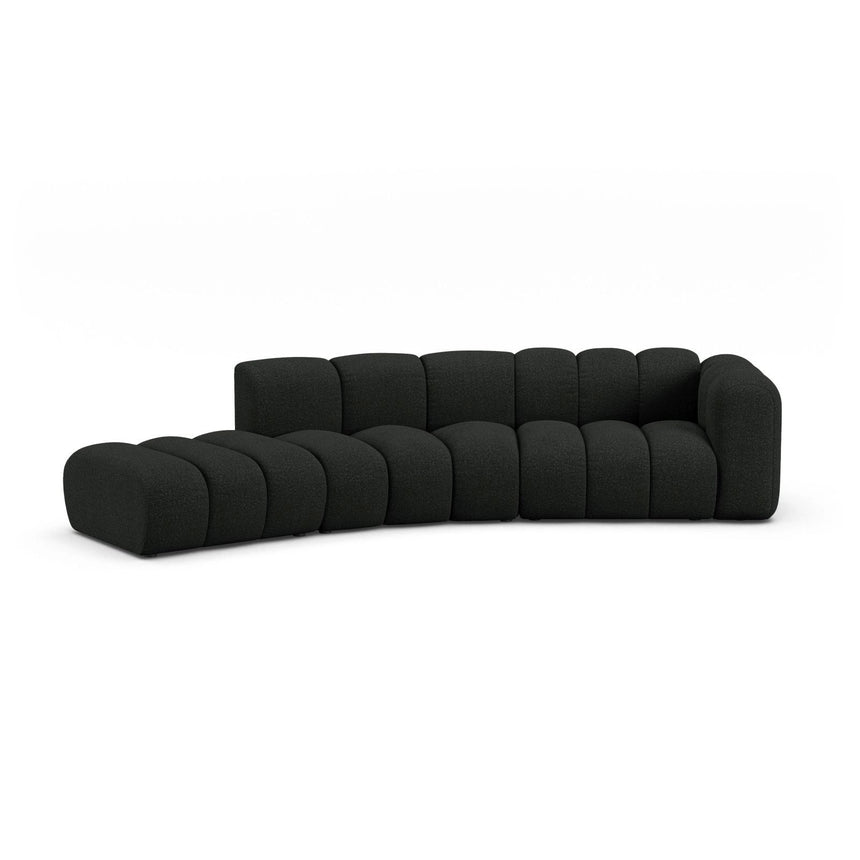 Lupine 5-Sitzer Sofa, Linke Seite, aus Boucle in Schwarz (Baloo 2082), 335x166 cm von Micadoni – Bild 1