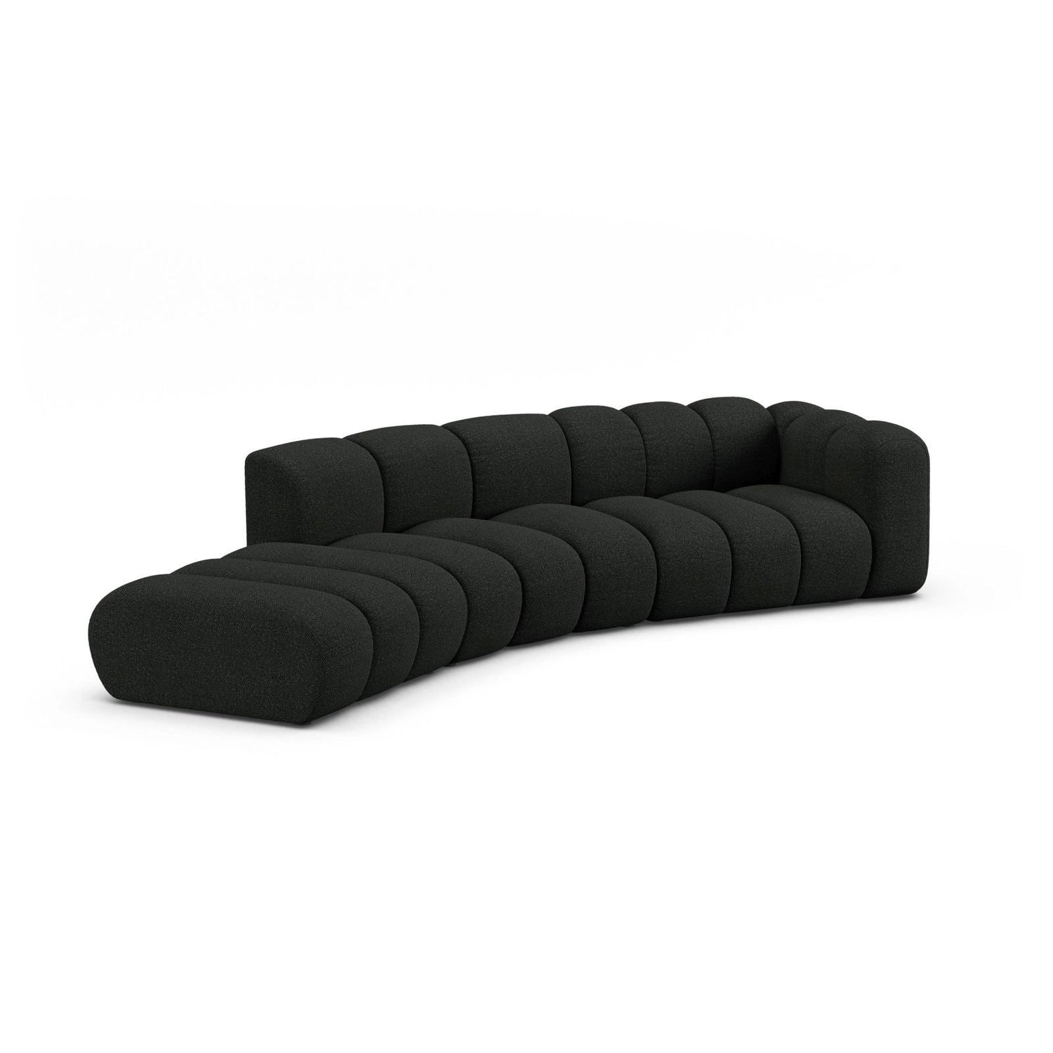 Lupine 5-Sitzer Sofa, Linke Seite, aus Boucle in Schwarz (Baloo 2082), 335x166 cm von Micadoni – Bild 3