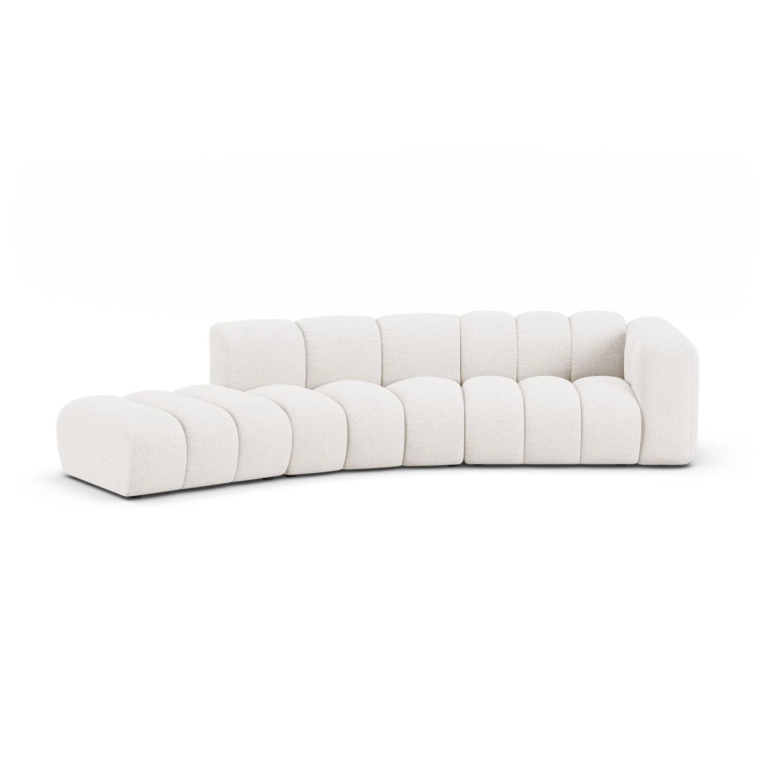 Lupine 5-Sitzer Sofa, Linke Seite, aus Boucle in Weiß (Baloo 2073), 335x166 cm von Micadoni – Bild 1