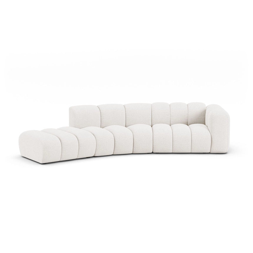 Lupine 5-Sitzer Sofa, Linke Seite, aus Boucle in Weiß (Baloo 2073), 335x166 cm von Micadoni – Bild 1