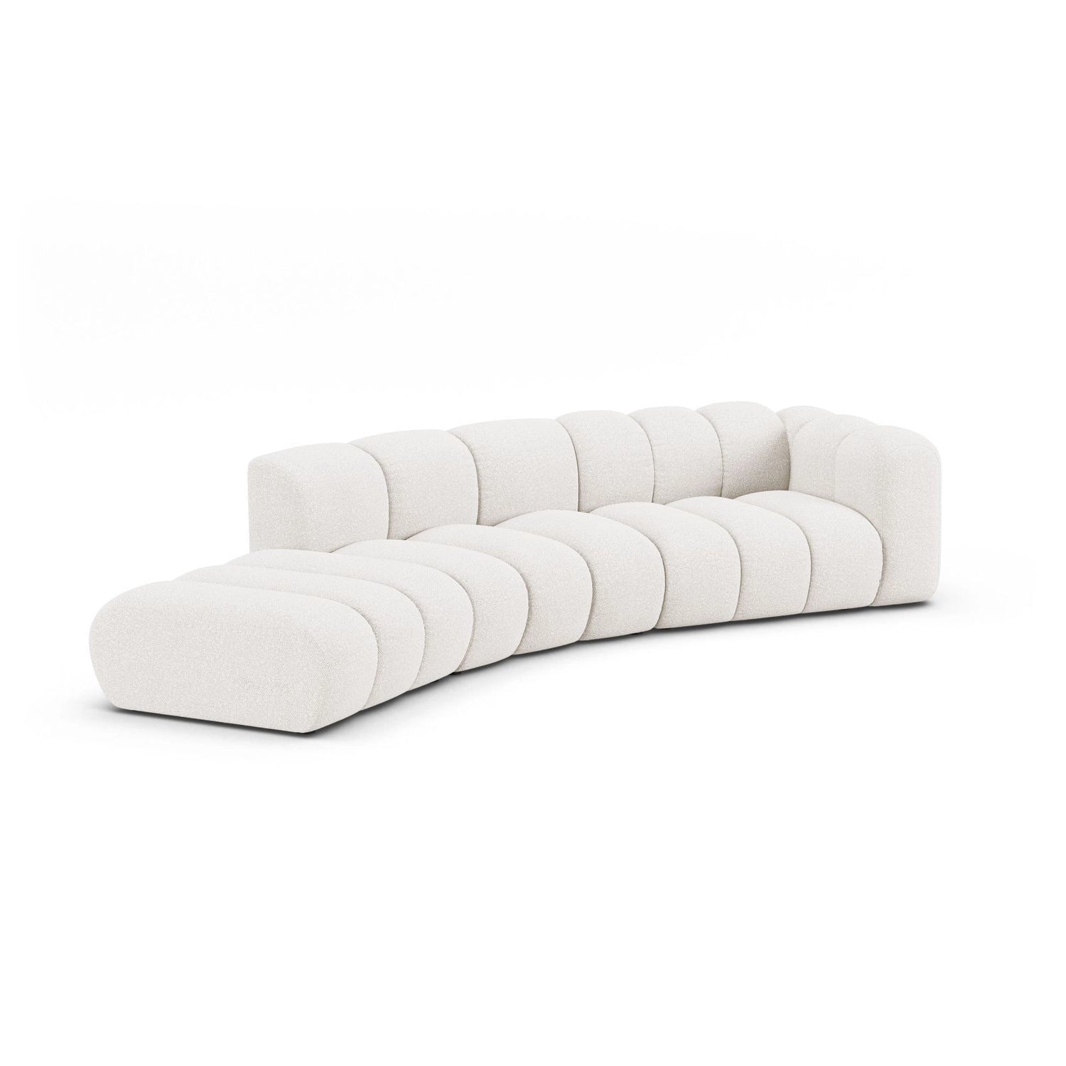 Lupine 5-Sitzer Sofa, Linke Seite, aus Boucle in Weiß (Baloo 2073), 335x166 cm von Micadoni – Bild 3