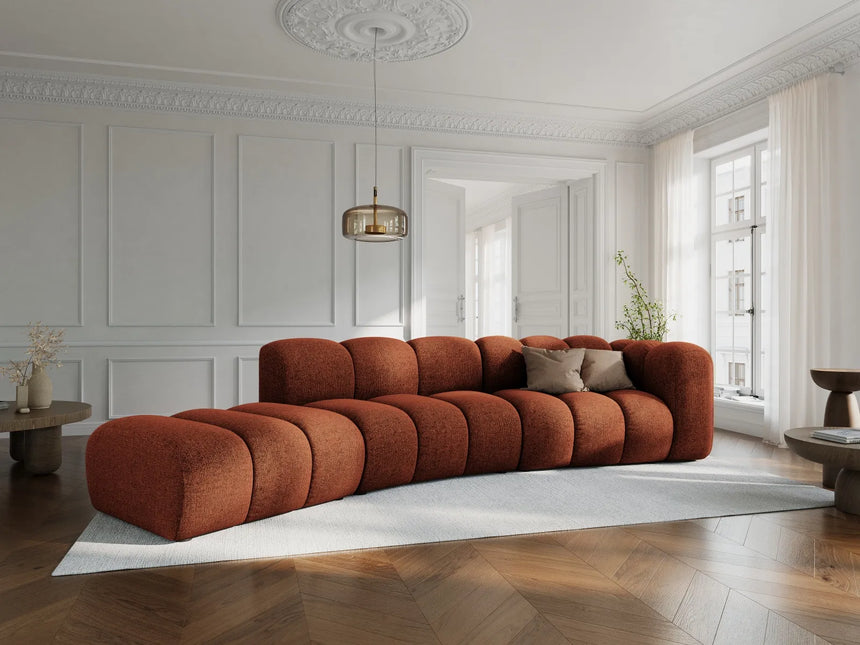Lupine 5-Sitzer Sofa, Linke Seite, aus Chenille in Brick (Eden 10 Terra), 335x166 cm von Micadoni – Bild 2