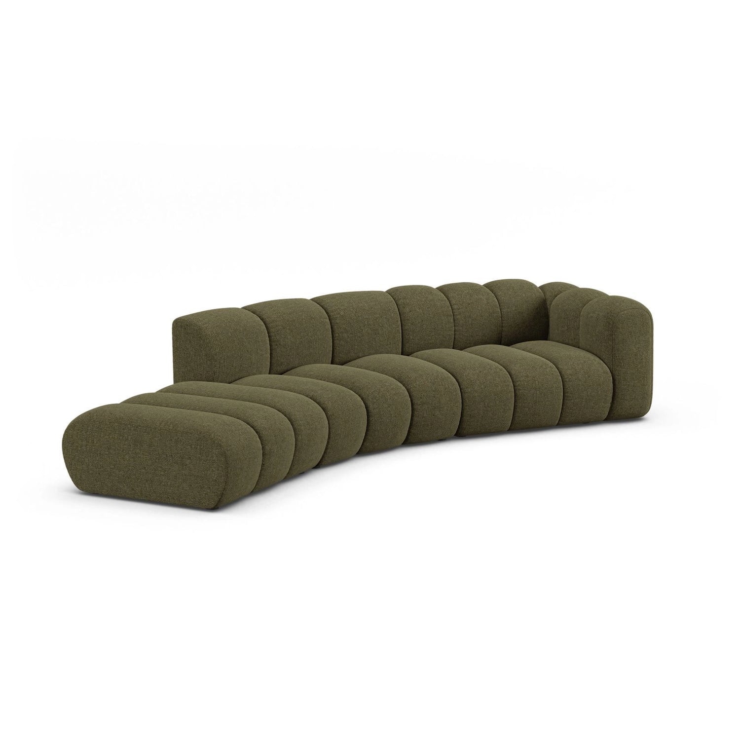 Lupine 5-Sitzer Sofa, Linke Seite, aus Chenille in Grün (Eden 12 Olive), 335x166 cm von Micadoni – Bild 4