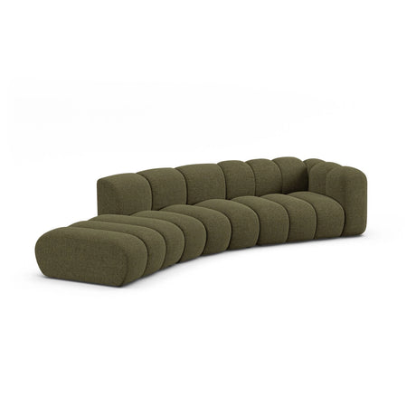 Lupine 5-Sitzer Sofa, Linke Seite, aus Chenille in Grün (Eden 12 Olive), 335x166 cm von Micadoni – Bild 4