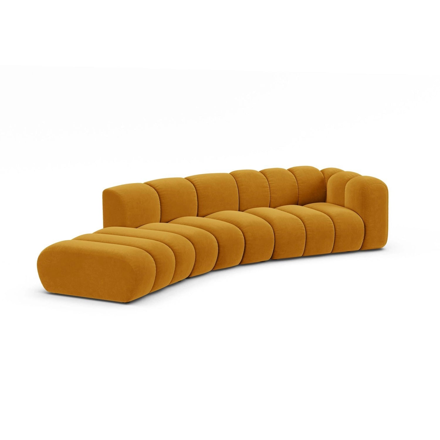 Lupine 5-Sitzer Sofa, Linke Seite, aus Samt in Gelb (Salvador 10), 335x166 cm von Micadoni – Bild 3