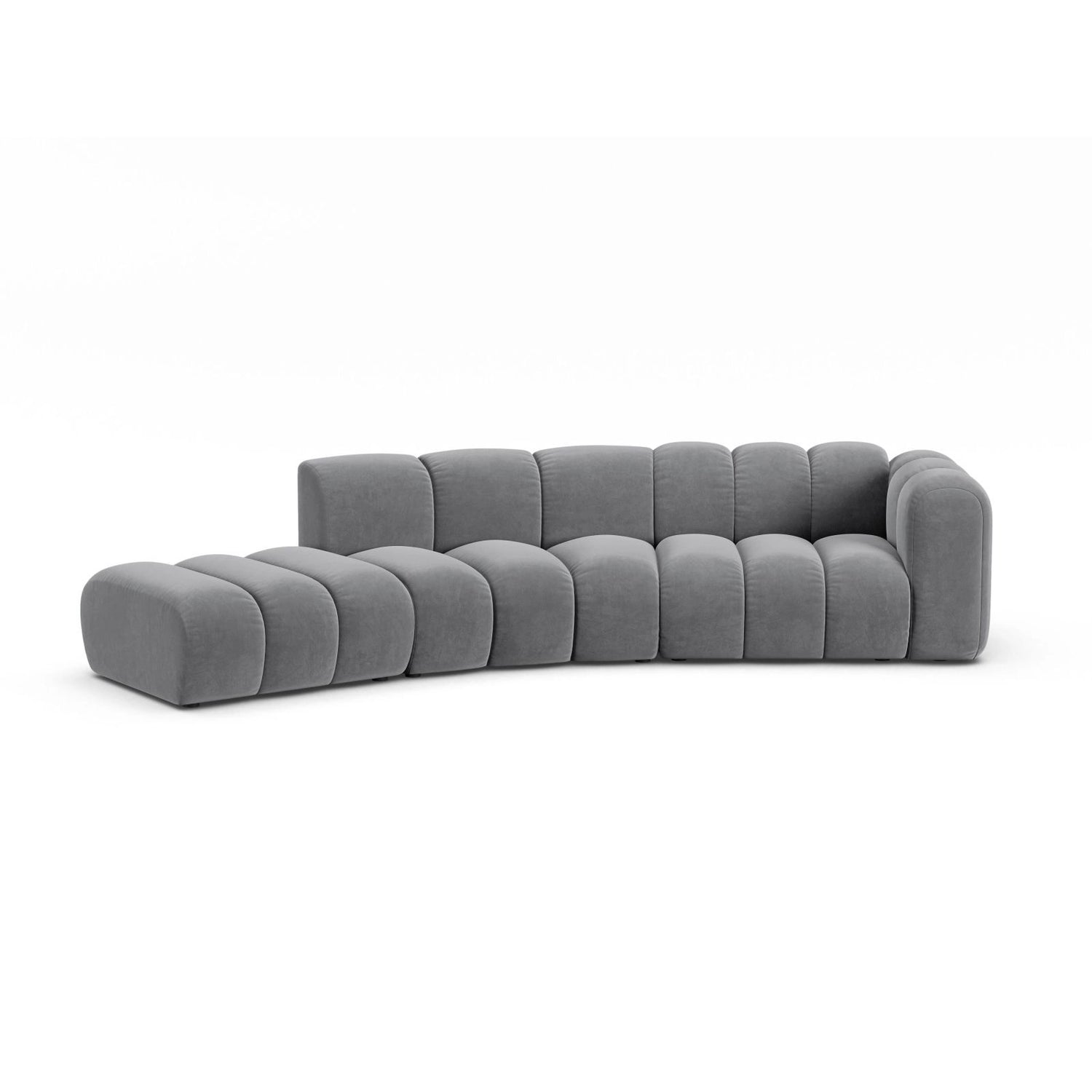 Lupine 5-Sitzer Sofa, Linke Seite, aus Samt in Grau (Salvador 17), 335x166 cm von Micadoni – Bild 1