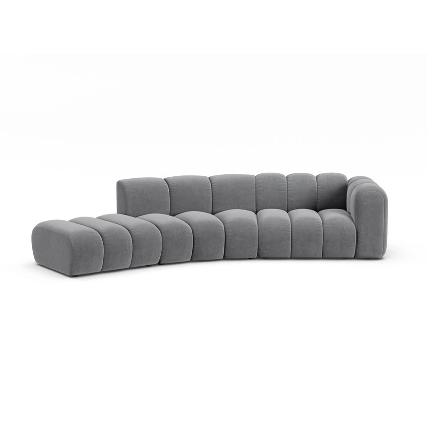 Lupine 5-Sitzer Sofa, Linke Seite, aus Samt in Grau (Salvador 17), 335x166 cm von Micadoni – Bild 1
