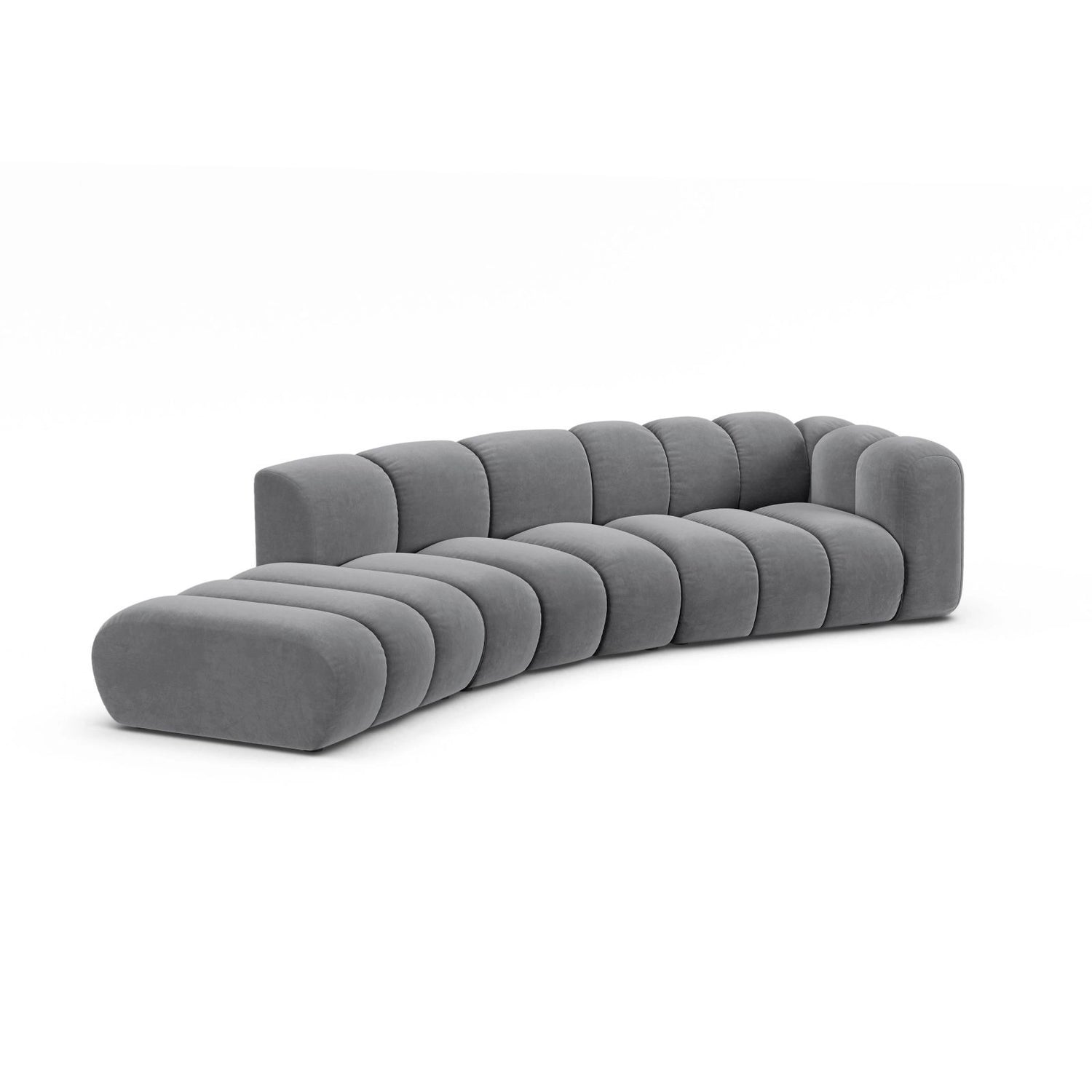 Lupine 5-Sitzer Sofa, Linke Seite, aus Samt in Grau (Salvador 17), 335x166 cm von Micadoni – Bild 3
