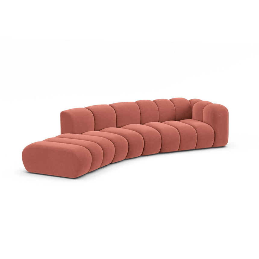 Lupine 5-Sitzer Sofa, Linke Seite, aus Samt in Koralle (Salvador 12), 335x166 cm von Micadoni – Bild 3