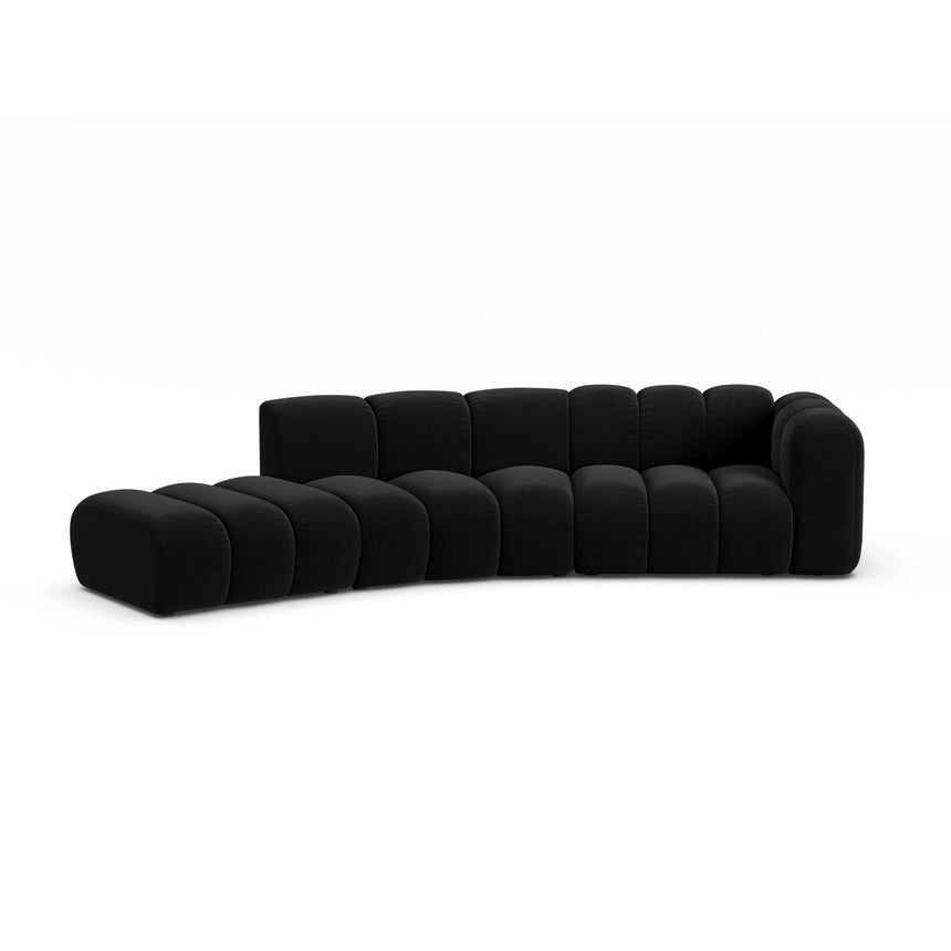 Lupine 5-Sitzer Sofa, Linke Seite, aus Samt in Schwarz (Salvador 19), 335x166 cm von Micadoni – Bild 1