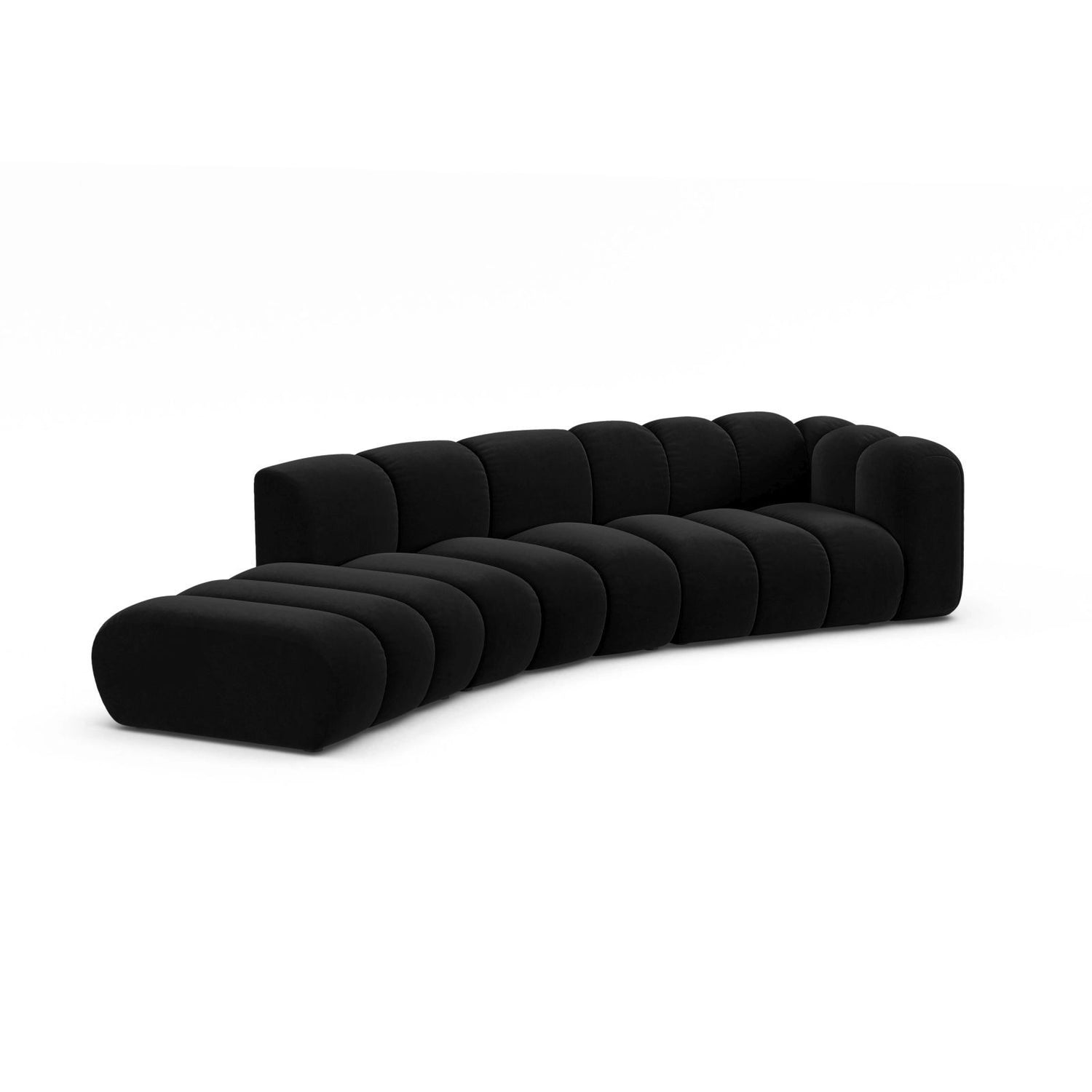Lupine 5-Sitzer Sofa, Linke Seite, aus Samt in Schwarz (Salvador 19), 335x166 cm von Micadoni – Bild 3