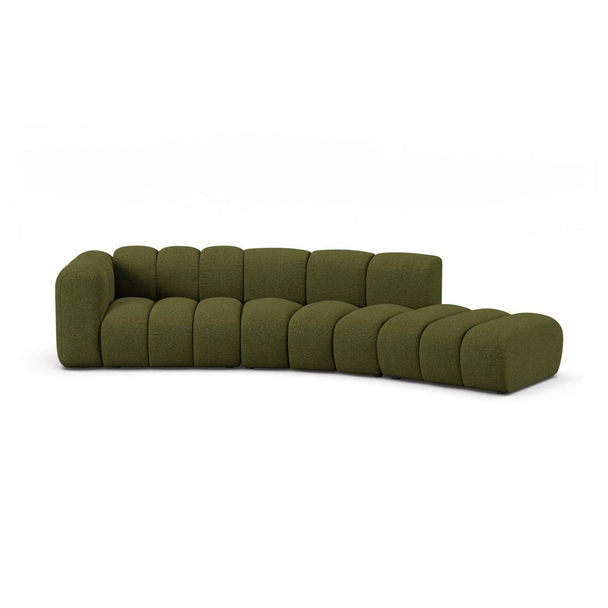 Lupine 5-Sitzer Sofa, Rechte Seite, aus Boucle in Dunkles olivgrün (Baloo 2090), 335x166 cm von Micadoni – Bild 1