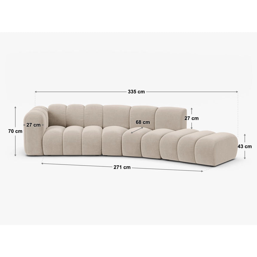 Lupine 5-Sitzer Sofa, Rechte Seite, aus Boucle in Schwarz (Baloo 2082), 335x166 cm von Micadoni – Bild 2