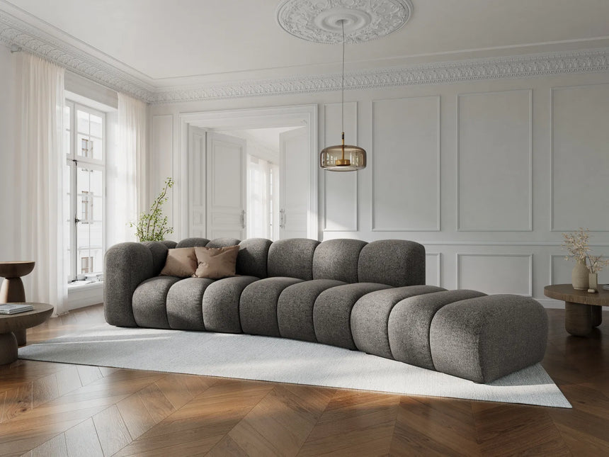 Lupine 5-Sitzer Sofa, Rechte Seite, aus Chenille in Dunkelgrau (Eden 20 Graphite), 335x166 cm von Micadoni – Bild 2