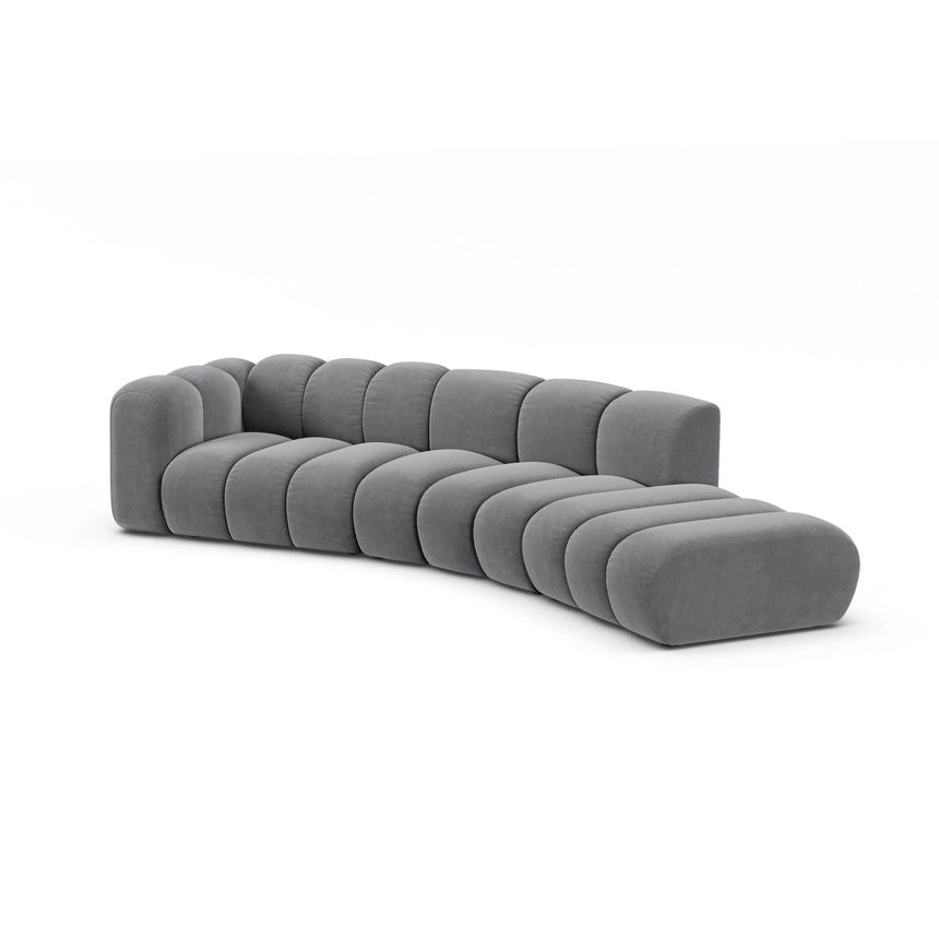 Lupine 5-Sitzer Sofa, Rechte Seite, aus Samt in Grau (Salvador 17), 335x166 cm von Micadoni – Bild 3