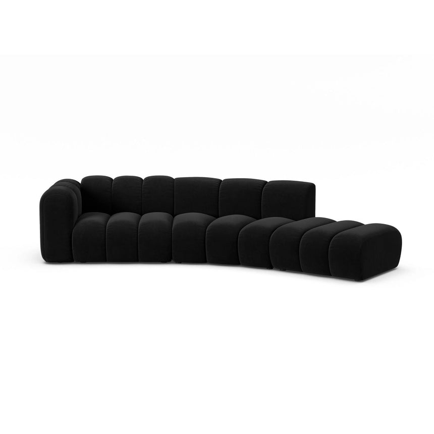 Lupine 5-Sitzer Sofa, Rechte Seite, aus Samt in Schwarz (Salvador 19), 335x166 cm von Micadoni – Bild 1