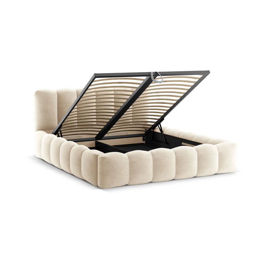 Lupine Bett mit Kopfteil und Stauraum aus Boucle in Beige (Baloo 2074), 140x200 cm von Micadoni – Bild 5