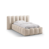 Lupine Bett mit Kopfteil und Stauraum aus Boucle in Beige (Baloo 2074), 90x200 cm von Micadoni – Bild 1