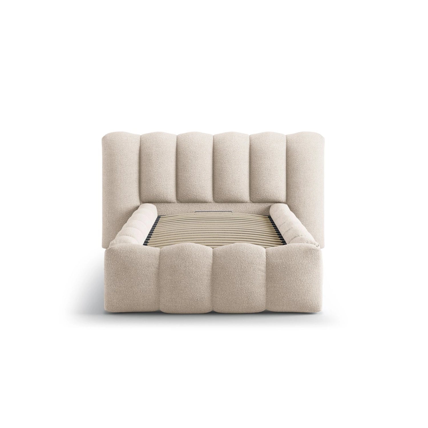 Lupine Bett mit Kopfteil und Stauraum aus Boucle in Beige (Baloo 2074), 90x200 cm von Micadoni – Bild 5