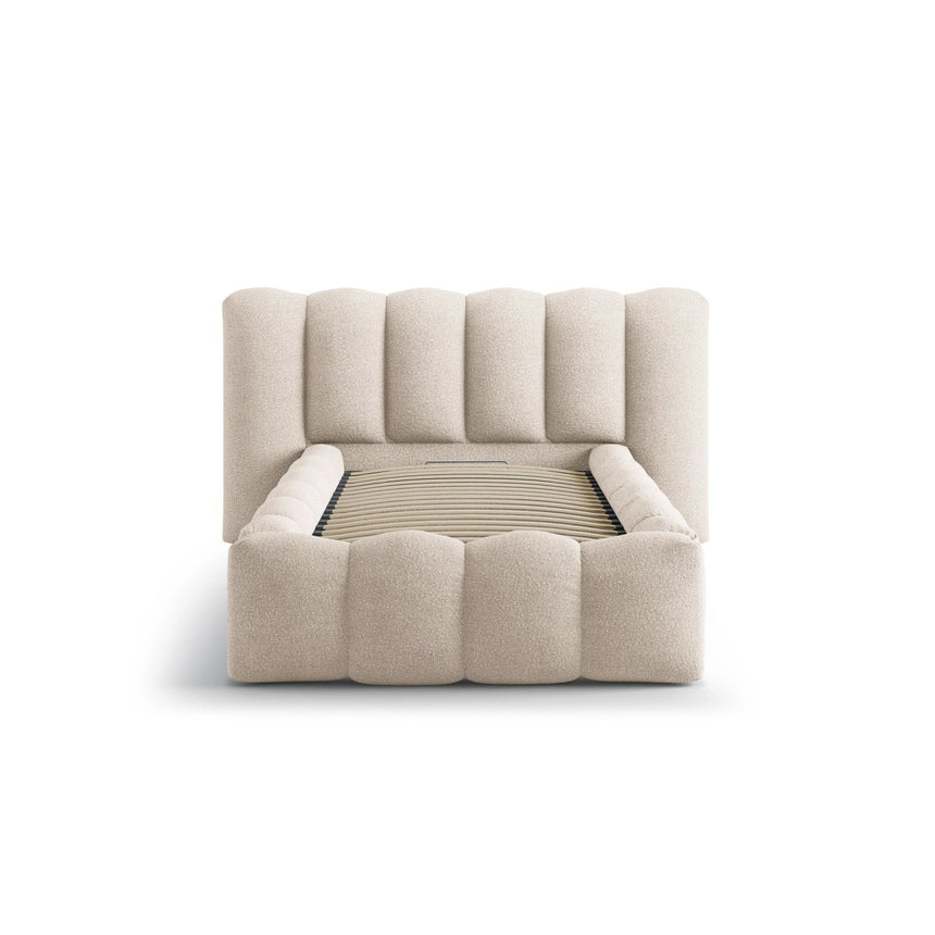 Lupine Bett mit Kopfteil und Stauraum aus Boucle in Beige (Baloo 2074), 90x200 cm von Micadoni – Bild 5