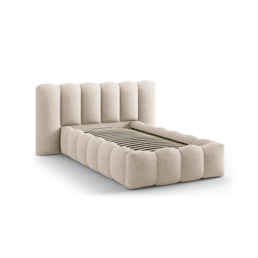 Lupine Bett mit Kopfteil und Stauraum aus Boucle in Beige (Baloo 2074), 90x200 cm von Micadoni – Bild 6