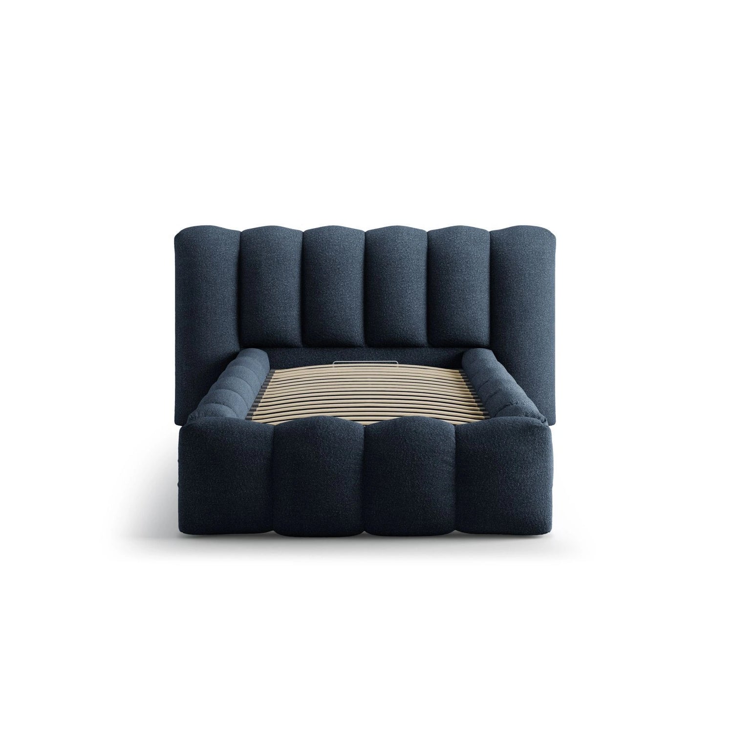 Lupine Bett mit Kopfteil und Stauraum aus Boucle in Dunkelblau (Baloo 2088), 90x200 cm von Micadoni – Bild 5