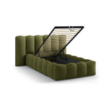 Lupine Bett mit Kopfteil und Stauraum aus Boucle in Dunkles olivgrün (Baloo 2090), 90x200 cm von Micadoni – Bild 7