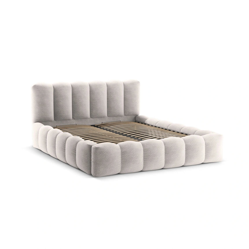 Lupine Bett mit Kopfteil und Stauraum aus Boucle in Hellgrau (Baloo 2085), 180x200 cm von Micadoni – Bild 4