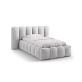 Lupine Bett mit Kopfteil und Stauraum aus Boucle in Hellgrau (Baloo 2085), 90x200 cm von Micadoni – Bild 1