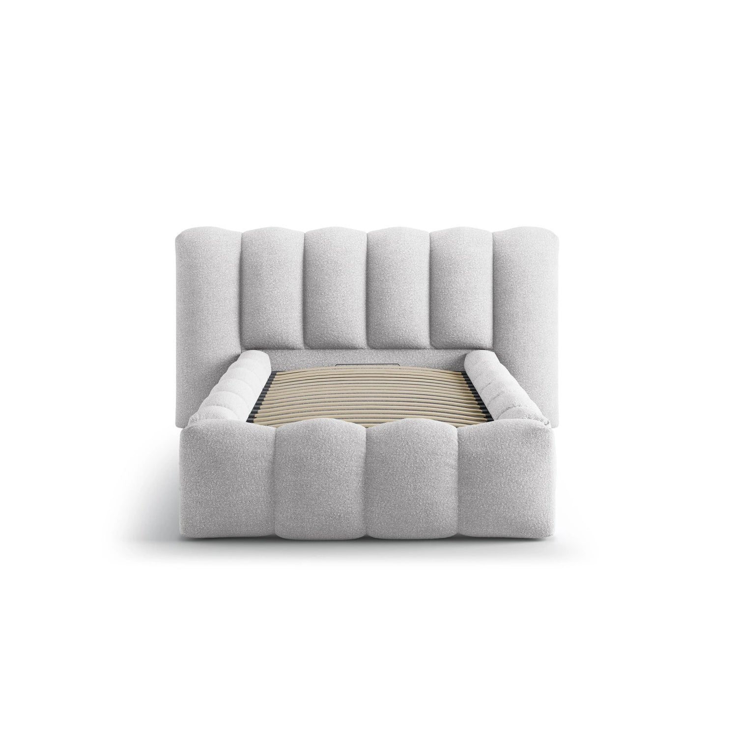 Lupine Bett mit Kopfteil und Stauraum aus Boucle in Hellgrau (Baloo 2085), 90x200 cm von Micadoni – Bild 5