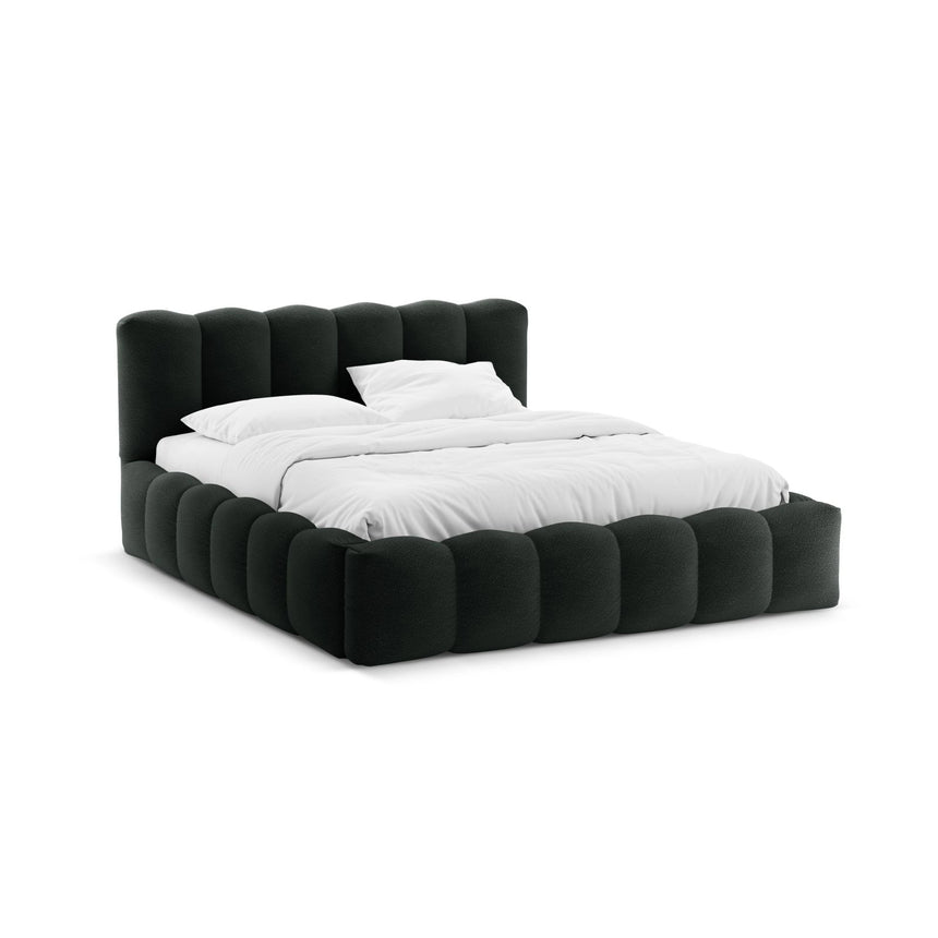 Lupine Bett mit Kopfteil und Stauraum aus Boucle in Schwarz (Baloo 2082), 140x200 cm von Micadoni – Bild 1
