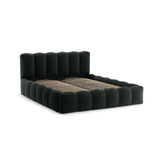 Lupine Bett mit Kopfteil und Stauraum aus Boucle in Schwarz (Baloo 2082), 140x200 cm von Micadoni – Bild 4