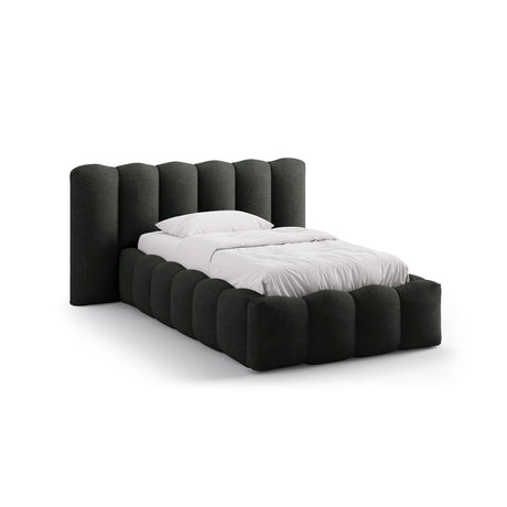 Lupine Bett mit Kopfteil und Stauraum aus Boucle in Schwarz (Baloo 2082), 90x200 cm von Micadoni – Bild 1