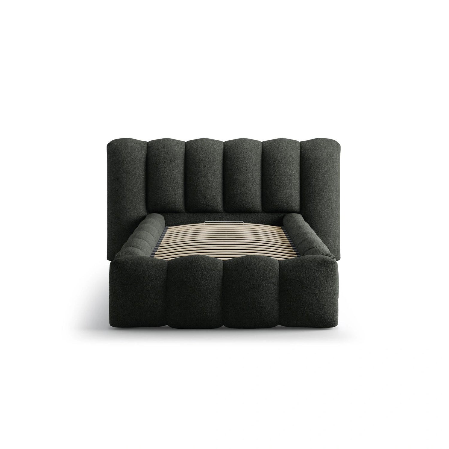 Lupine Bett mit Kopfteil und Stauraum aus Boucle in Schwarz (Baloo 2082), 90x200 cm von Micadoni – Bild 5